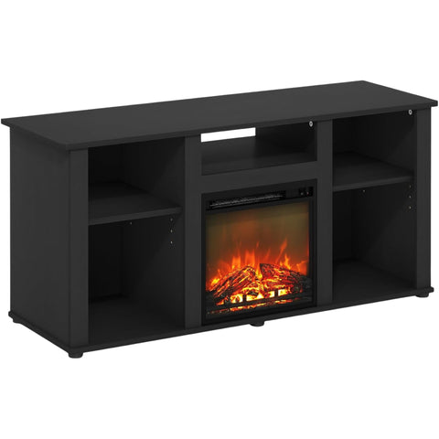 Oakestry Jensen Fireplace TV Entertainment Center with Open Storage for TVs up to 55", Americano, Modern Media Console