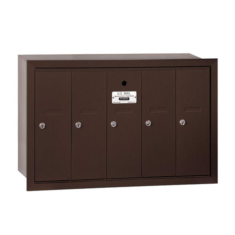 Vertical Mailbox - 5 Doors - Bronze - Recessed Mounted - USPS Access
