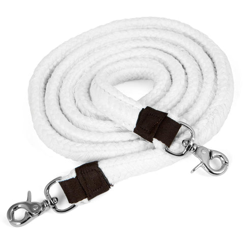 Tough-1 Braided Flat Cotton Roping Rein White