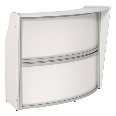 Linea Italia ZUS290 Curved Modern Office Reception Desk with Counter | Easy to Assembly Single Unit Reception Counter for Lobby, Salon, 70" x 27", White