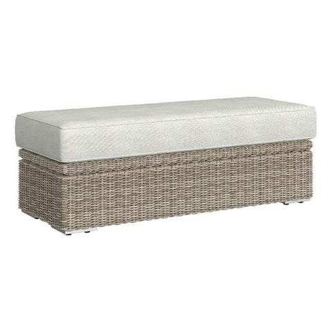 Picket House Furnishings Flora Ottoman - Natural and Olefin Beige