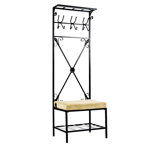 SEI Furniture Dovanti Entryway Storage Rack/Bench Seat, Black