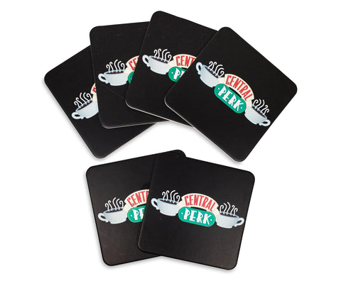 Friends Central Perk Coffee Shop Logo Paper Coasters for Drinks Absorbent, Set of 6 | Tabletop Protection for Home Kitchen, Dining Table | Coffee Table Decor, Barware Accessories
