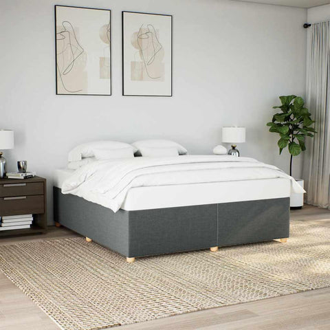 vidaXL upholstered Bed Frame/Bedstead - Modern Dark Gray King-Size - Plywood/Pine Wood Support - Bedroom Furniture Assembly Required