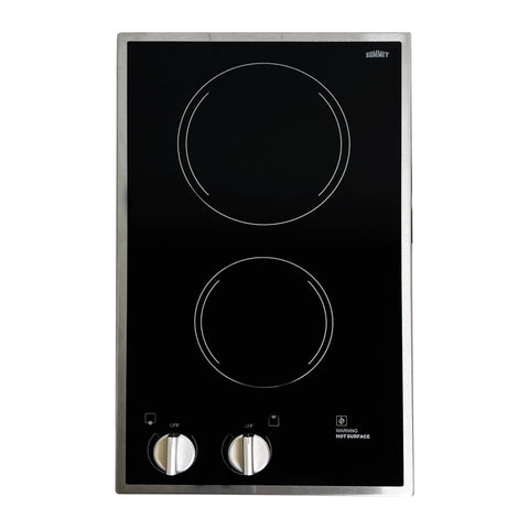 2-burner 120V radiant cooktop in black ceramic glass with cord included