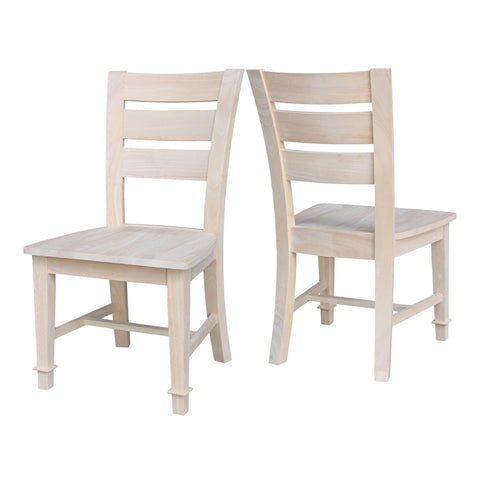 IC INTERNATIONAL CONCEPTS Set of Two Tuscany Solid Wood Dining Chairs in Unfinished