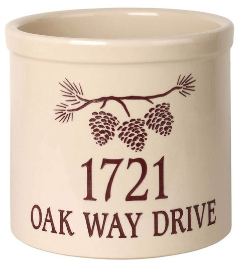 Whitehall Products Pine Bough Address Crock Planter, 2-Gallon, Red