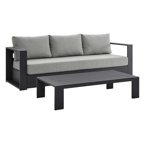 Modway Tahoe 2-Piece Fabric/Powder-Coated Aluminum Outdoor Set in Gray