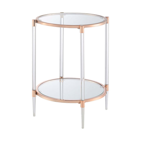 Convenience Concepts Royal Crest 2 Tier Acrylic Glass End Table, Rose Gold/Glass