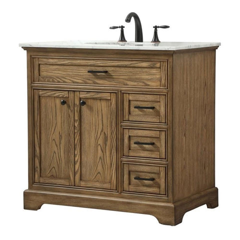 Elegant Decor Americana 36" Aluminum Alloy Single Bathroom Vanity in Driftwood
