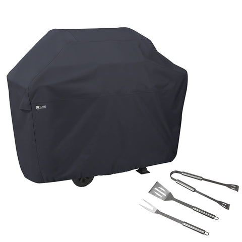 Classic Accessories Water-Resistant 58 Inch BBQ Grill Cover with Grill Tool Set