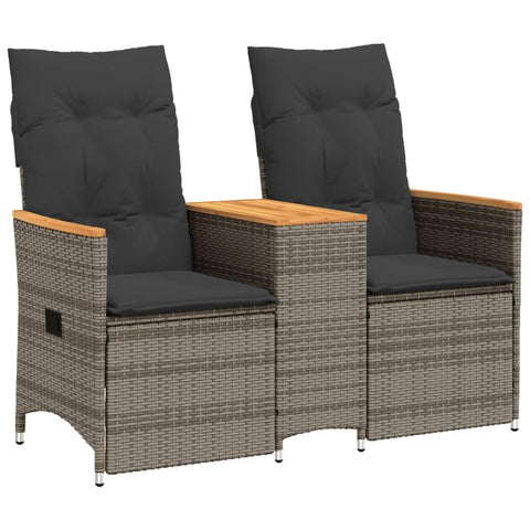 vidaXL 2-Seater Standard PE Rattan Reclining Garden Sofa in Grey