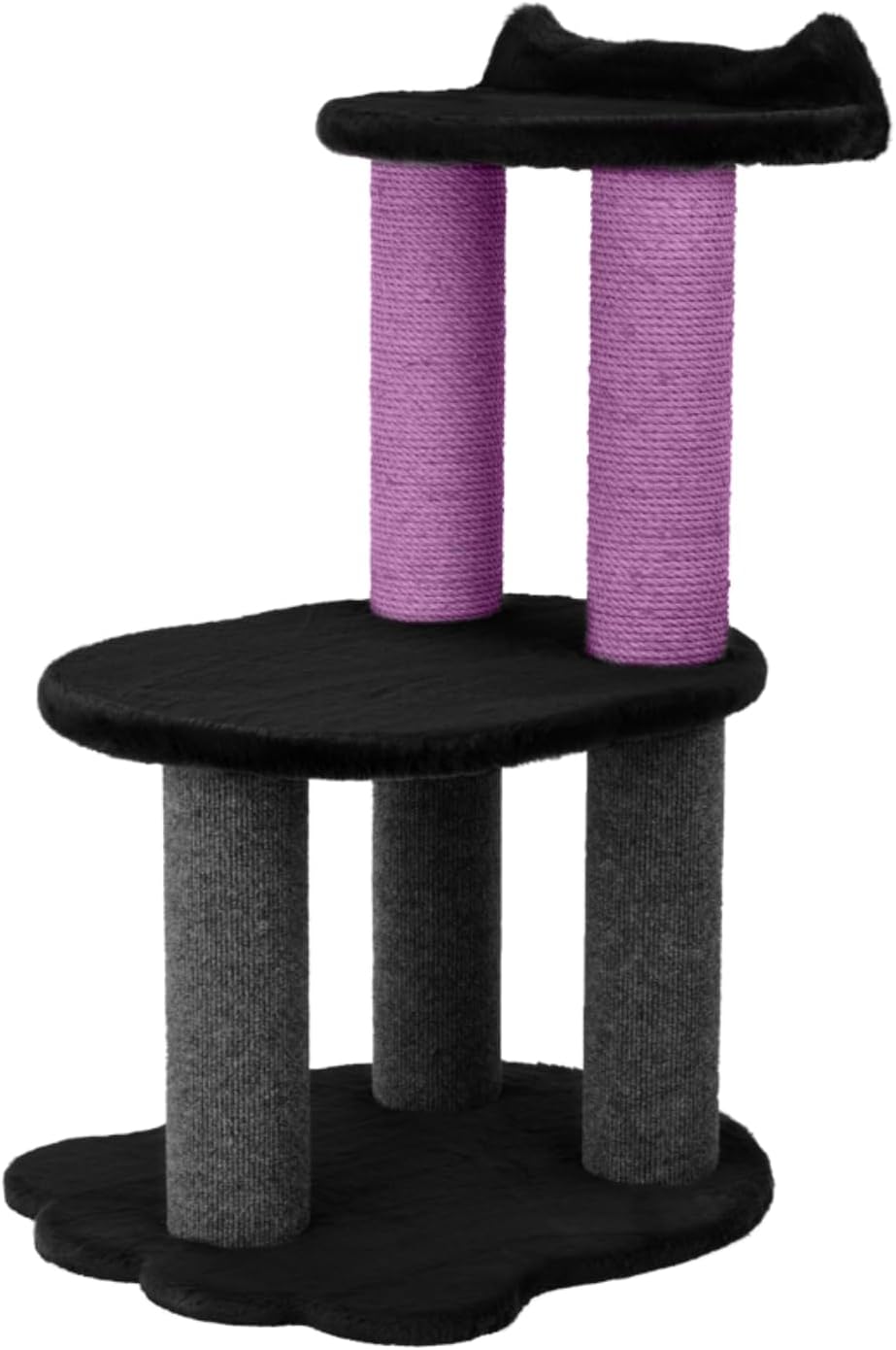 34 Inch Classic Comfort for Indoor Modern Premium Cats and Kittens Scratching Tower Larger Base for Better Stability, (Furs: Black, Rope: Purple)