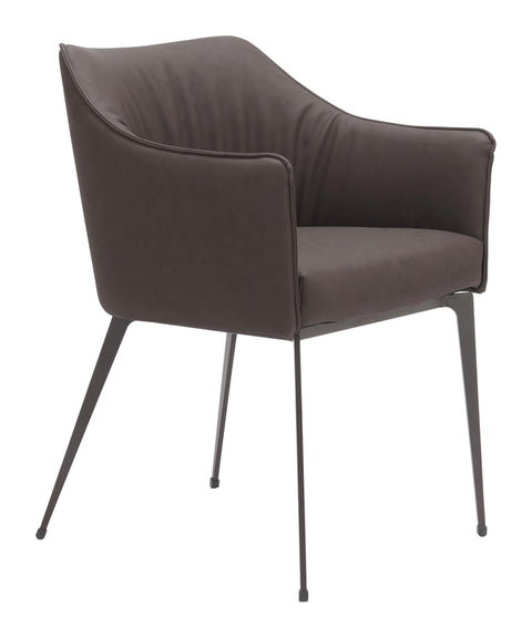 Zuo Belmont Dining Chair Brown, Brown Dining Chair, Plush and Durable Faux Leather Fabric, Steel, Indoor Dining, 21.9" W x 22.6" D x 29.5" H