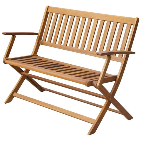 vidaXL Solid Acacia Wood Garden Bench 47.2In for 2 People Indoor Outdoor Foldable Seating Natural Brown Finish Durable and Versatile Perfect Patio Terrace Folding Wooden Furniture Traditional