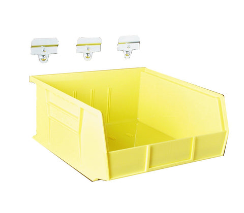 Triton Products LocBin (BK-235) 10-7/8" L x 11" W x 5" H Yellow Polypropylene Hanging Bin & BinClip Kits, 6 CT