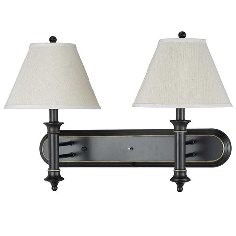 Cal Lighting LA-60007W2L-1R Transitional Two Light Wall Lamp from Hotel Collection in Bronze/Dark Finish, 11.00 inches