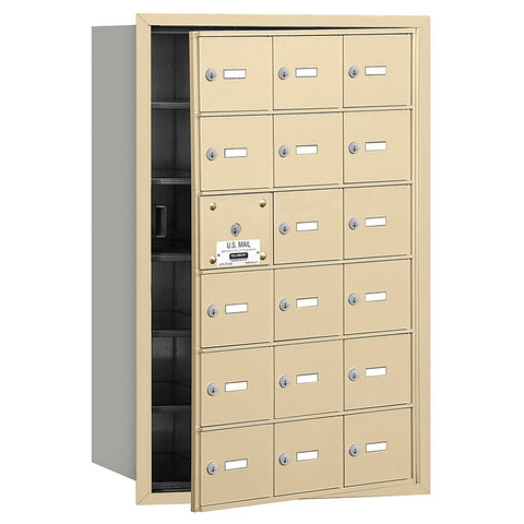 Salsbury Industries 3618SFP 4B Plus Horizontal Mailbox with Master Commercial Lock, 18 A Doors 17 Usable, Front Loading, Private Access, Sandstone