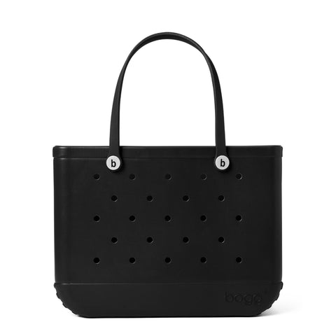 BOGG BAG Original Large Tote – 19” x 14” x 9” – Durable, Washable, Tip-proof – Beach, Pool, Boat, Work, Sports (LBD Black with White Buttons)