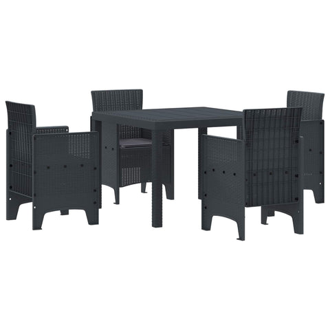 vidaXL Garden Dining Set 5 pcs Anthracite Polypropylene, Chill Outdoor Dining Set, Stylish Garden Furniture, Easy-to-Carry Seating, Tough Patio Table for Summer Fun