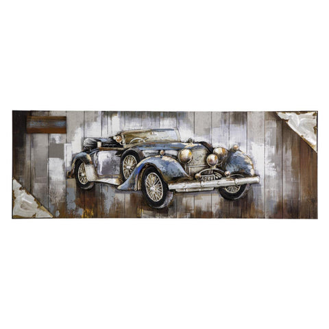 Yosemite Home Decor "Blue Vintage Car Wood Wall Art in Multi-Color