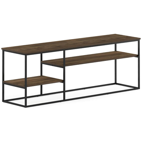 Oakestry Columbia Walnut Modern Lifestyle Media Console with Refined Wood Finish and Functional Display Storage for Living Room