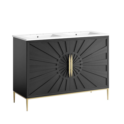 Modway Awaken Bathroom Vanity Cabinet, 48", White Black