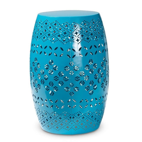 Baxton Studio Lavinia Modern and Contemporary Blue Finished Metal Outdoor Side Table Blue/Metal