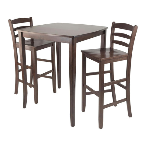 Oakestry Inglewood 3-Piece Curved-Top Pub Dining Set – Flared-Leg High Table with Two Stools for Modern Kitchens, Breakfast Nooks & Compact Entertainment Spaces