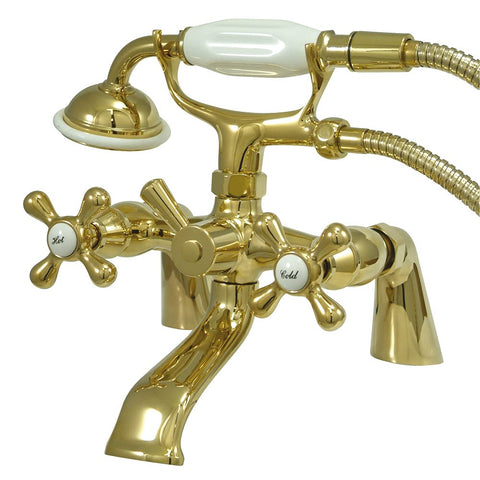 Kingston Brass KS267PB Kingston Clawfoot Tub Faucet with Hand Shower, Polished Brass
