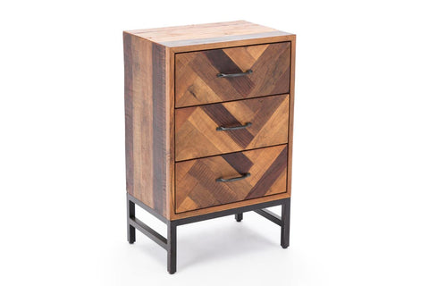 Benton Oak Woood 3 Drawer Nightstand - Natural Oak Finish