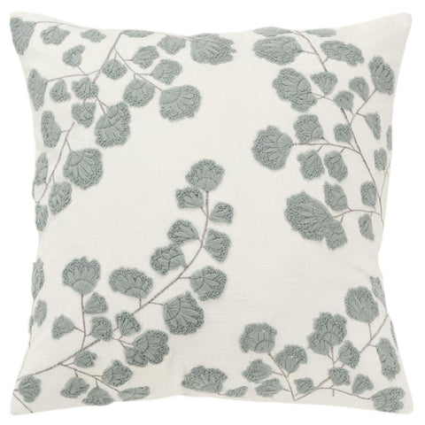 Rizzy Home DSFabricsCES Cotton Throw Pillow, Embroidered Botanical Decorative Pillow, 16-18 inches, Modern Style