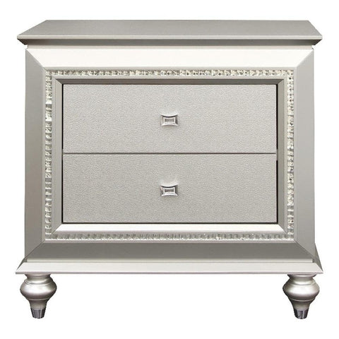 Acme Kaitlyn 2-Drawer Wooden Nightstand in Champagne White
