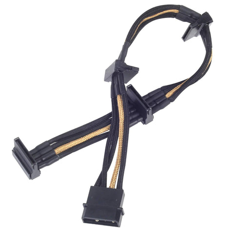 Silverstone Technology Sleeved Extension Power Supply Cable with 1 x 4 Pin to 4 x SATA Connectors (PP07-BTSBG)