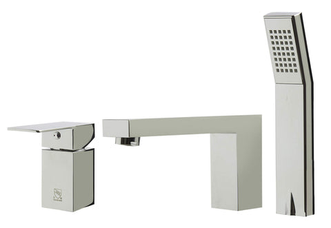ALFI brand AB2322-PC Single Lever Bathroom Faucet with Square Hand Held Pull-Out Shower Head, Polished Chrome