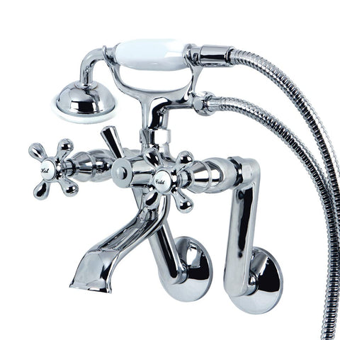 Kingston Brass KS269C Vintage Wall Mount Clawfoot Tub Filler with Hand Shower, Chrome, 9.13 x 7.5 x 6