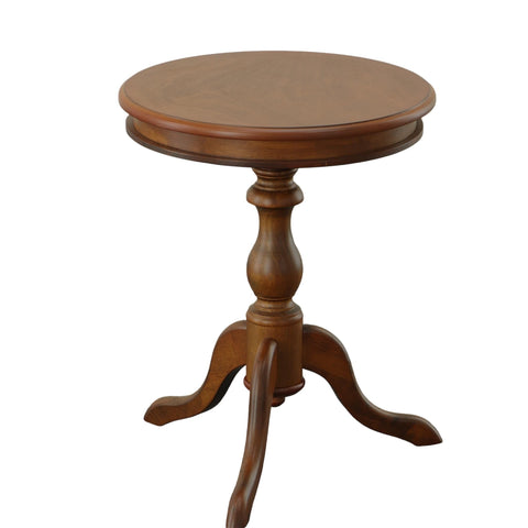Ella Pedestal Base Accent Table: Chestnut