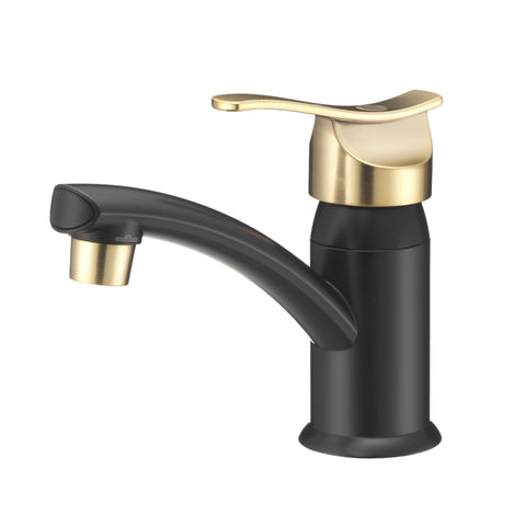Dura Faucet RV Streamline Single Lever Centerset Lavatory Sink Faucet (Matte Black/Matte Gold)