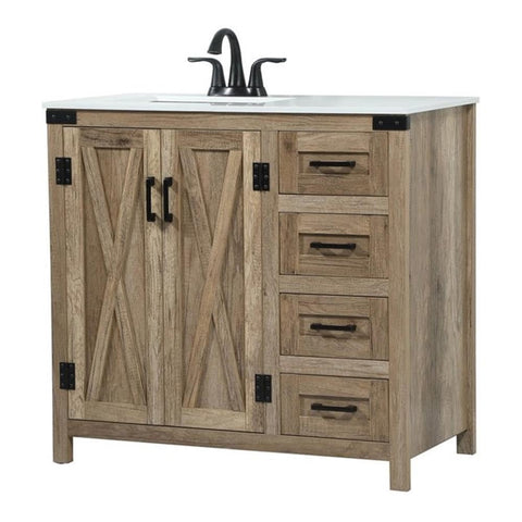 Elegant Decor Grant 36" Aluminum MDF Single Bathroom Vanity in Natural Oak