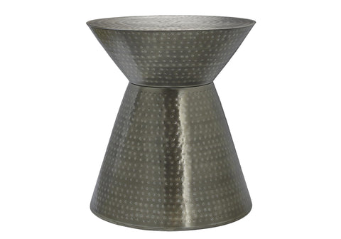 Monarch Specialties 3929 Accent Table, Drum, Side, End, Nightstand, Lamp, Living Room, Bedroom, Grey Metal Table-22 H/Silver Iron, 20" L x 20" W x 22" H
