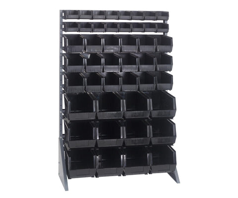 Quantum Storage Systems QRU-16S-220230240BK Single Sided Rail Systems Complete Package with Bins, 36" L x 15" W x 53" H, Black