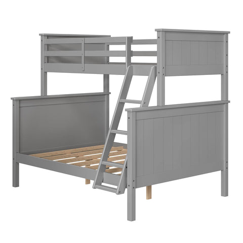 Linon Leah Twin Over Full Bunk Bed Gray