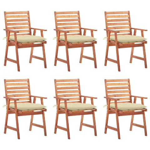vidaXL 6X Solid Acacia Wood Patio Dining Chairs with Cushions Garden Balcony Backyard Terrace Wooden Chair Dinner Dinette Furniture
