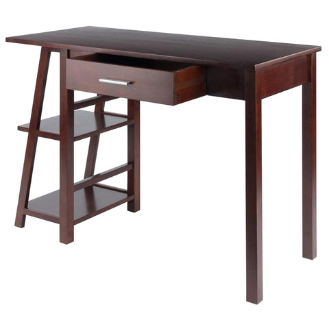 Oakestry Aldric Writing Desk with Built-in Bookshelves and Drawer, Compact Home Office Desk for Small Spaces, Classic Walnut Finish