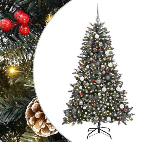 vidaXL Artificial Christmas Tree with 300 LEDs Green 70.87 in, Stylish Christmas Tree, Cone Shape, LED Lights, Eco-Friendly Decor, Perfect for Indoor/Outdoor Fun