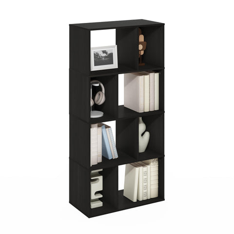 Furinno DALY Book Shelf, 8-Cube Bookshelf, Cube Storage Organizer Bookcase with Irregular Compartments, 11.7 x 23.6 x 49, for Living Room, Bedroom, Home Office, Espresso