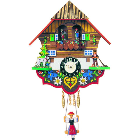 Alexander Taron 0193SQT Engstler Battery-Operated Clock-Mini Size with Music/Chimes-7.5" H x 7" W x 3" D, White