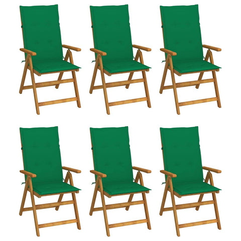 vidaXL Outdoor Recliner Chairs 6 Pcs, Patio Reclining Chair with Cushions, Recliner Patio Lounge Chair for Garden, Retro Style, Solid Wood Acacia
