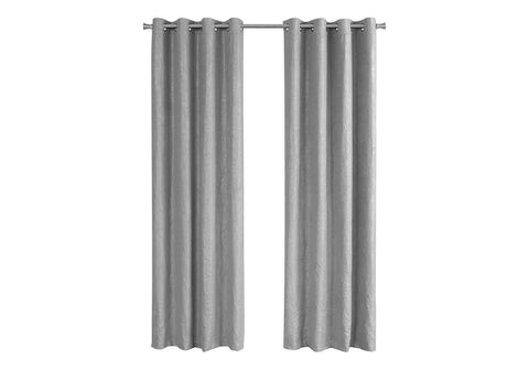 Monarch Specialties Curtain Panel Room Darkening, Micro Suede, Wrinkled Finish 84"H Silver