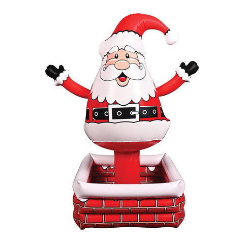 Beistle Inflatable Santa Claus Cooler, Festive Tall Christmas Party Decoration, Holds up to 48 Cans – Fun Holiday Cold Drink and Beverage Holder